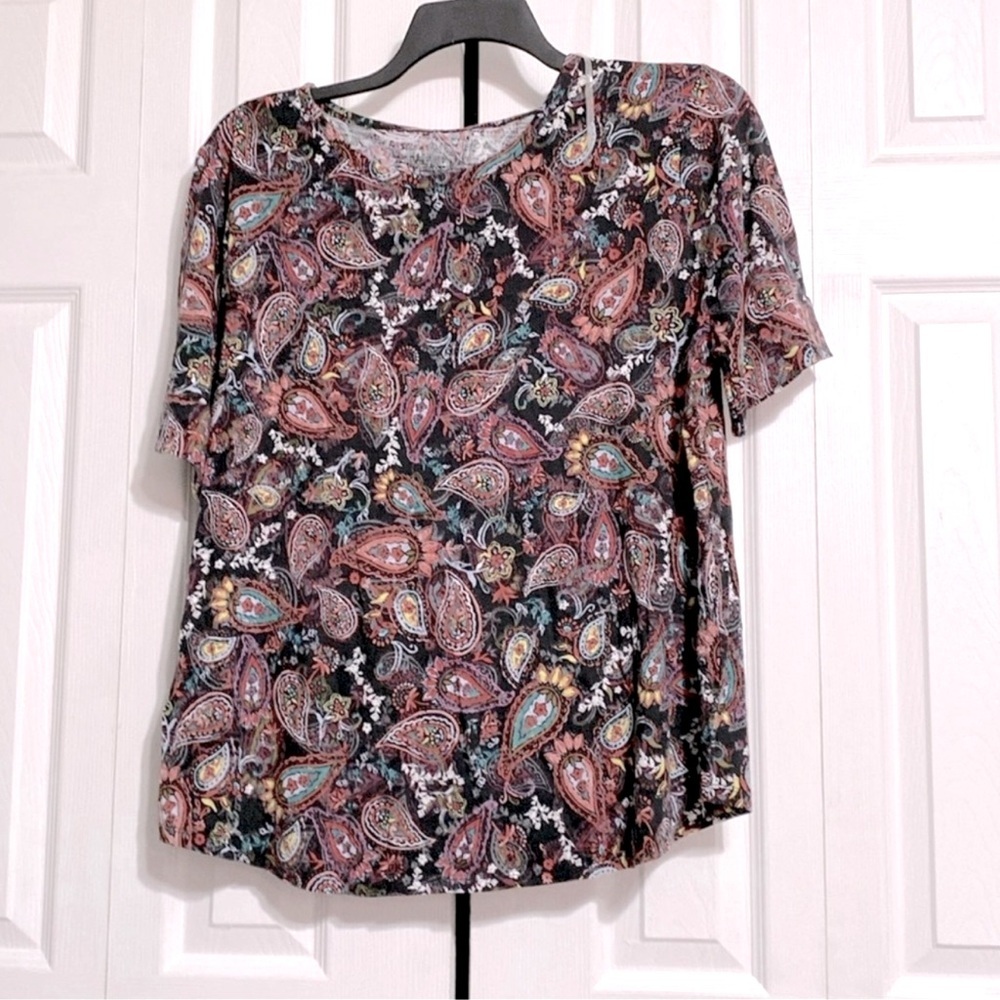 Westbound cotton blend floral knit tee shirt top size XL